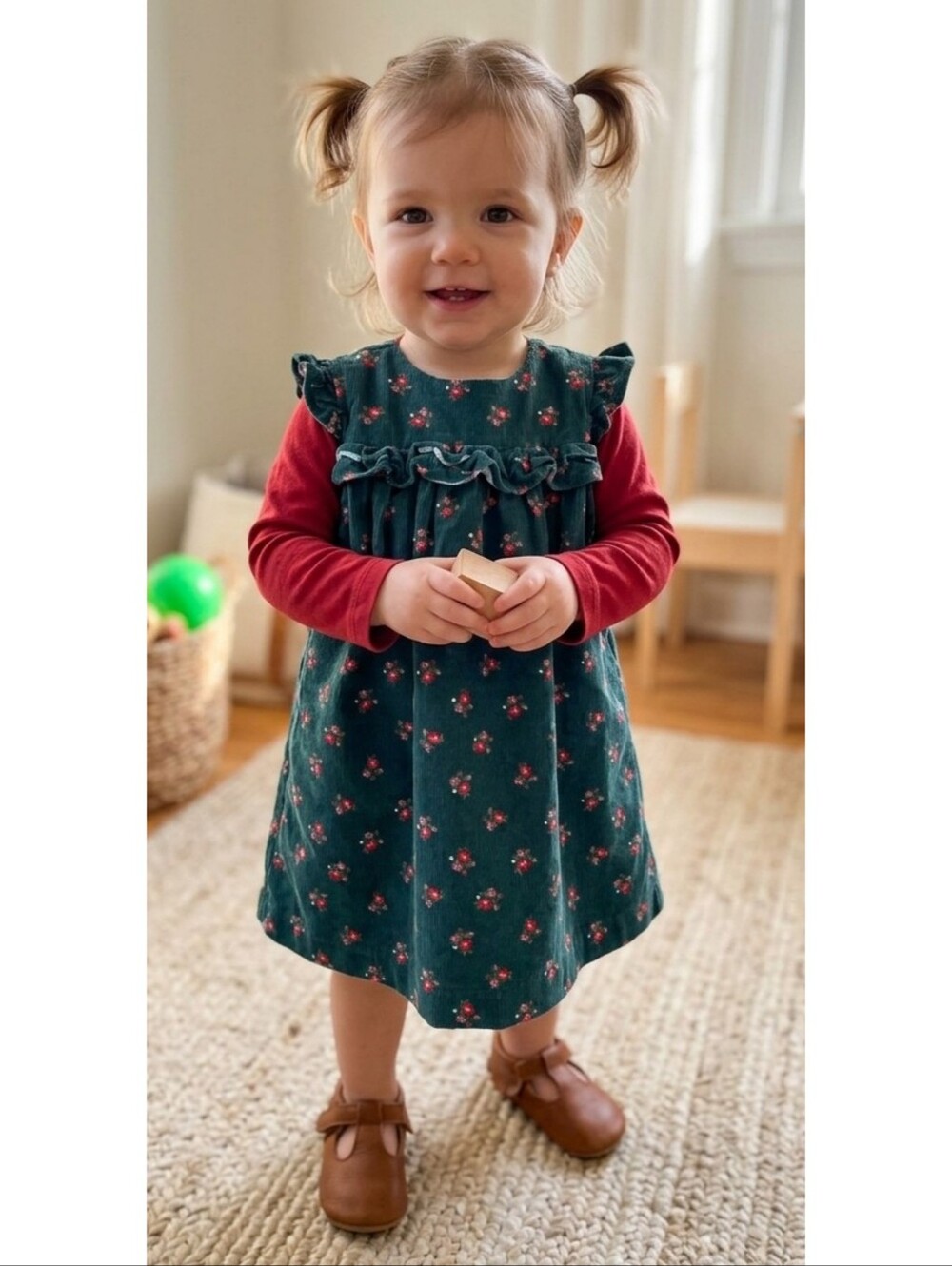 Carter's Floral Corduroy Dress Green Size 18M